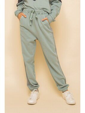 Hem and Thread Dusty Blue Lounge Wear Fleece Sweat Pants Medium New